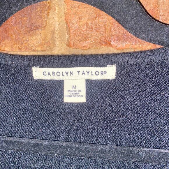 Carolyn Taylor Black Embellished V-Neck Sweater Women's Size Medium - Picture 5 of 7